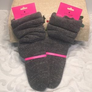 Kate Spade NEW Womens Gray Shimmer Socks Slippers
